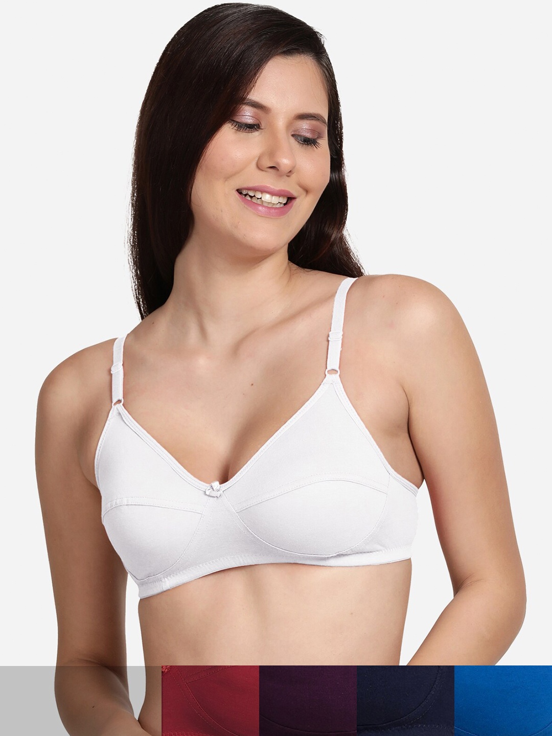 

shyaway Pack of 5 Solid Cotton T-Shirt Bra, Maroon