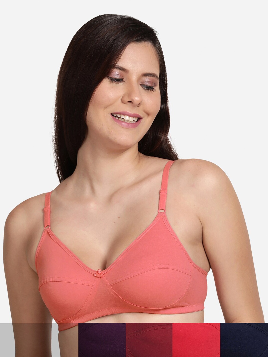 

shyaway Women Pink & Purple Pack Of 5 Cotton Bra