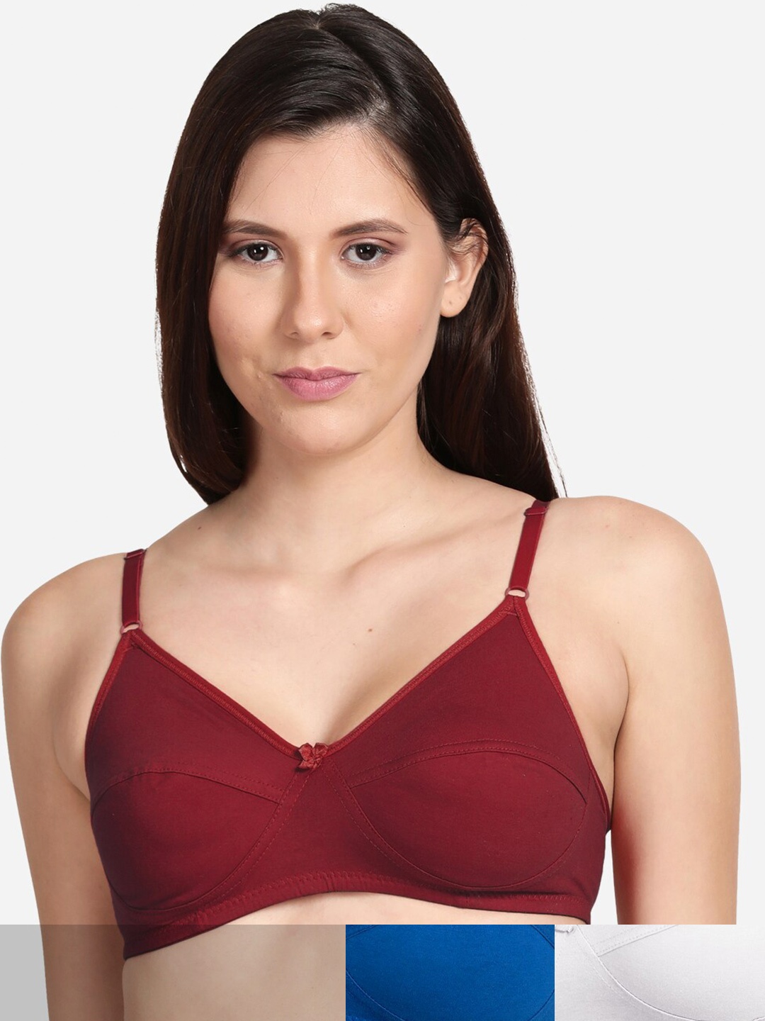 

shyaway Pack Of 3 Non Padded T shirt Bra, Maroon