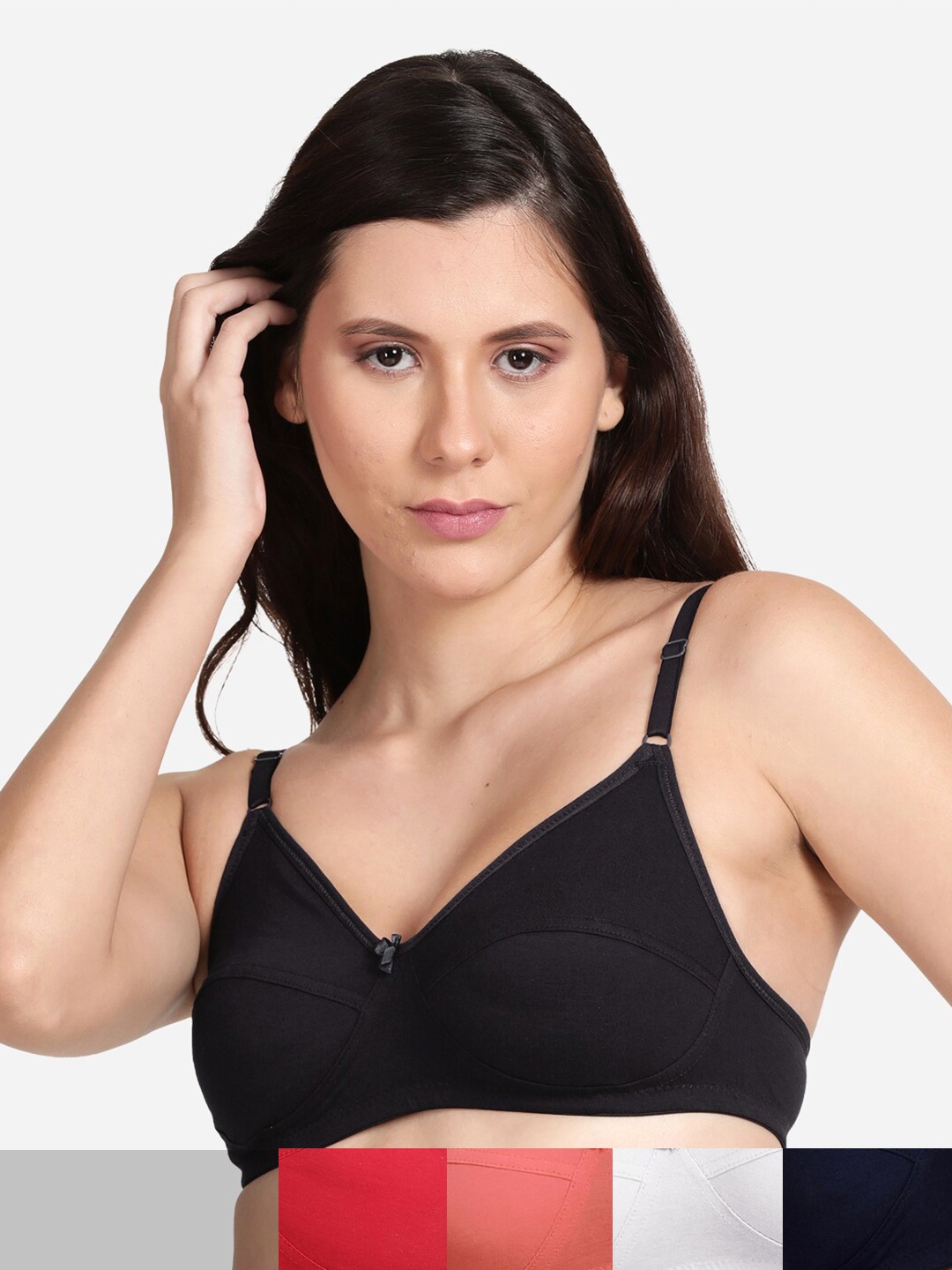 

shyaway Pack of 5 Non-Padded Cotton Bra shyl-P5-00638-32B, Black