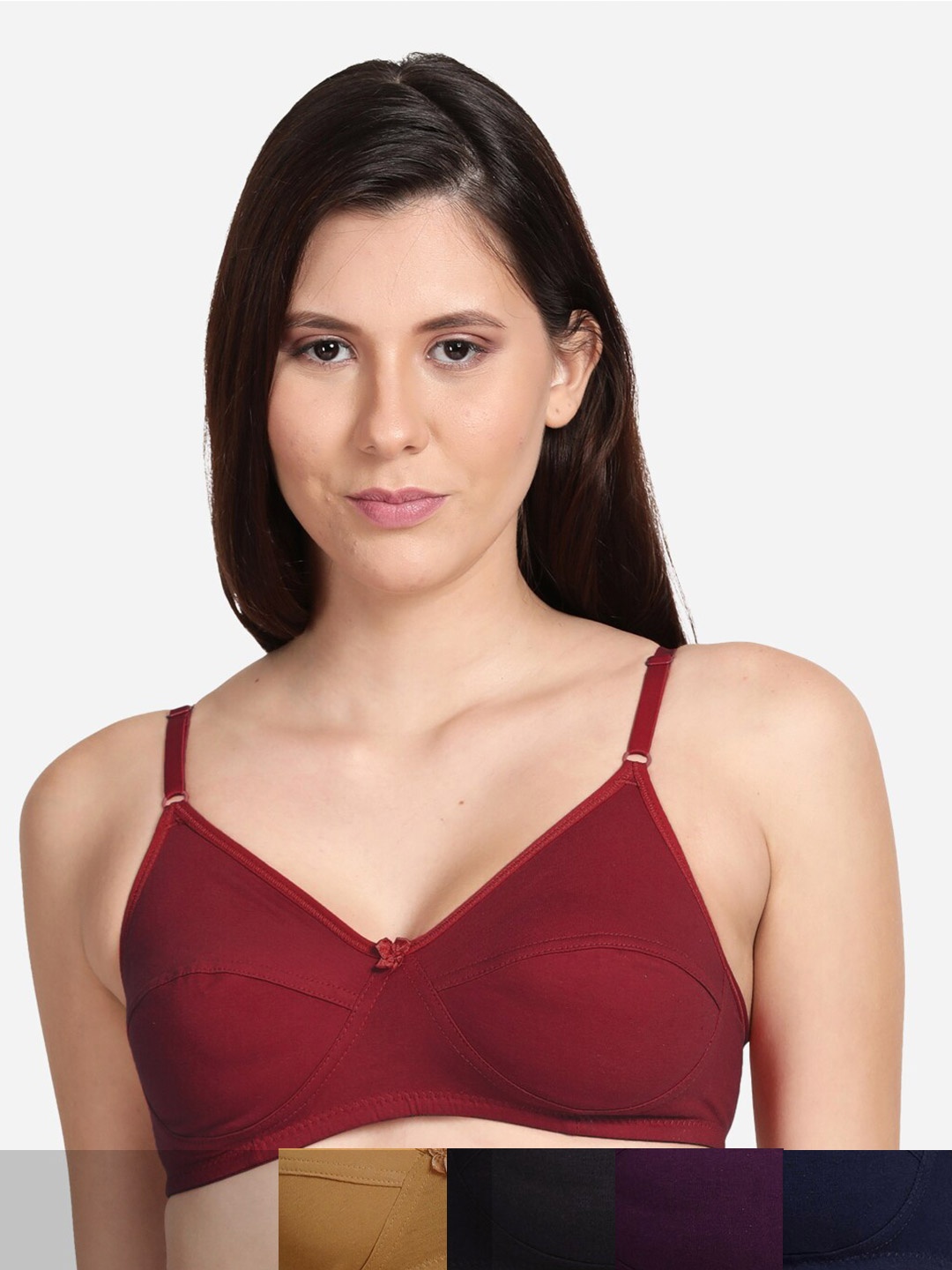 

shyaway Pack Of 5 Black & Beige Cotton Bra