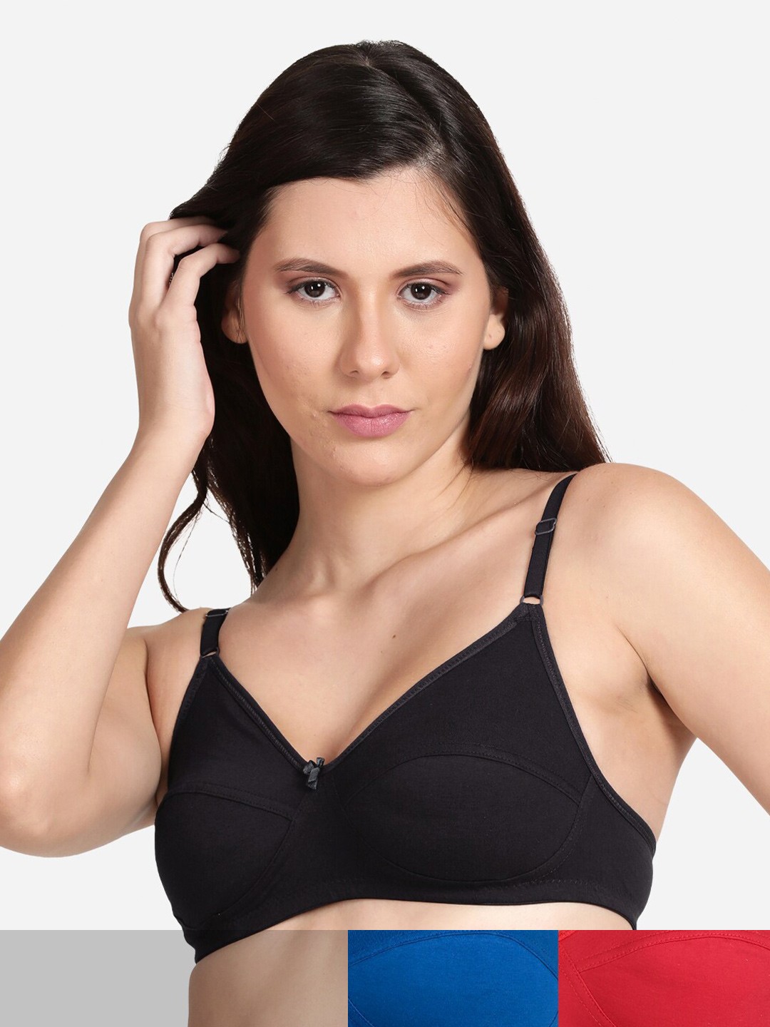 

shyaway Women Pack of 3 T-Shirt Bra, Black