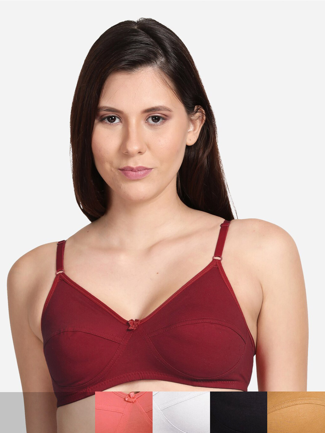 

shyaway Set of 4 Maroon, Pink, Black & White Bra