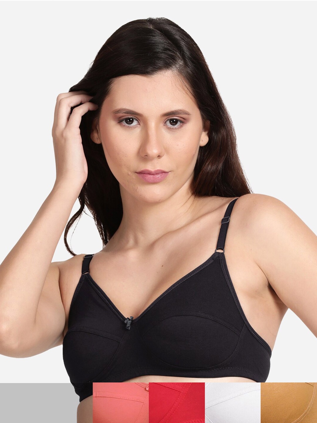 

shyaway Pack of 5 T- Shirt Bra, Black