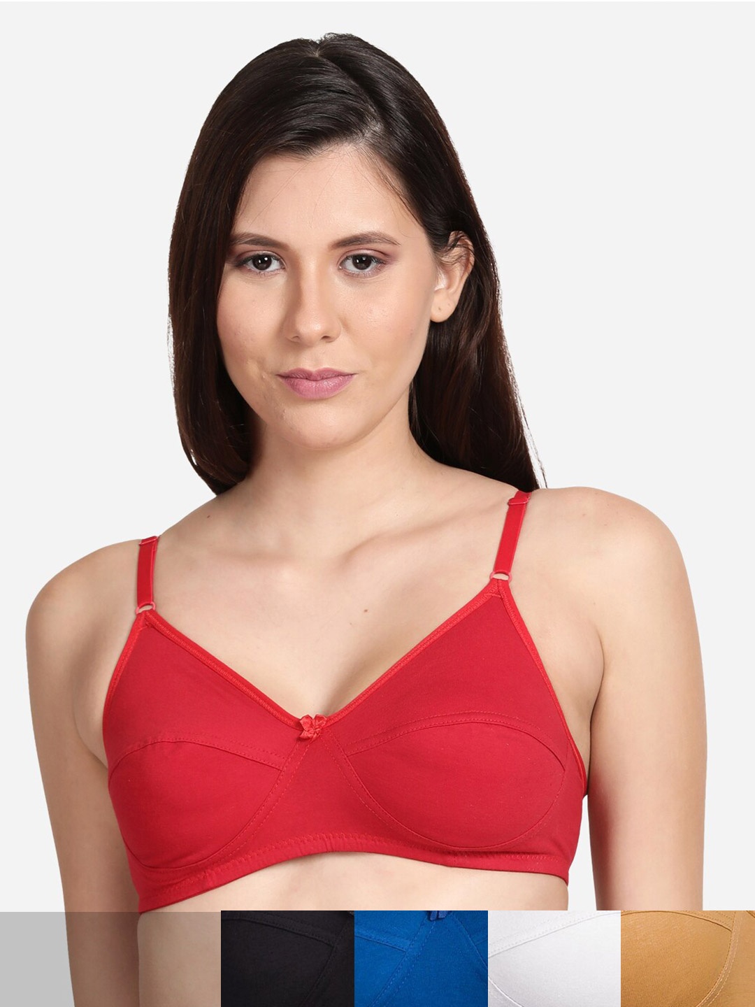 

shyaway Pack Of 5 Non Padded Cotton Tshirt Bra, Black