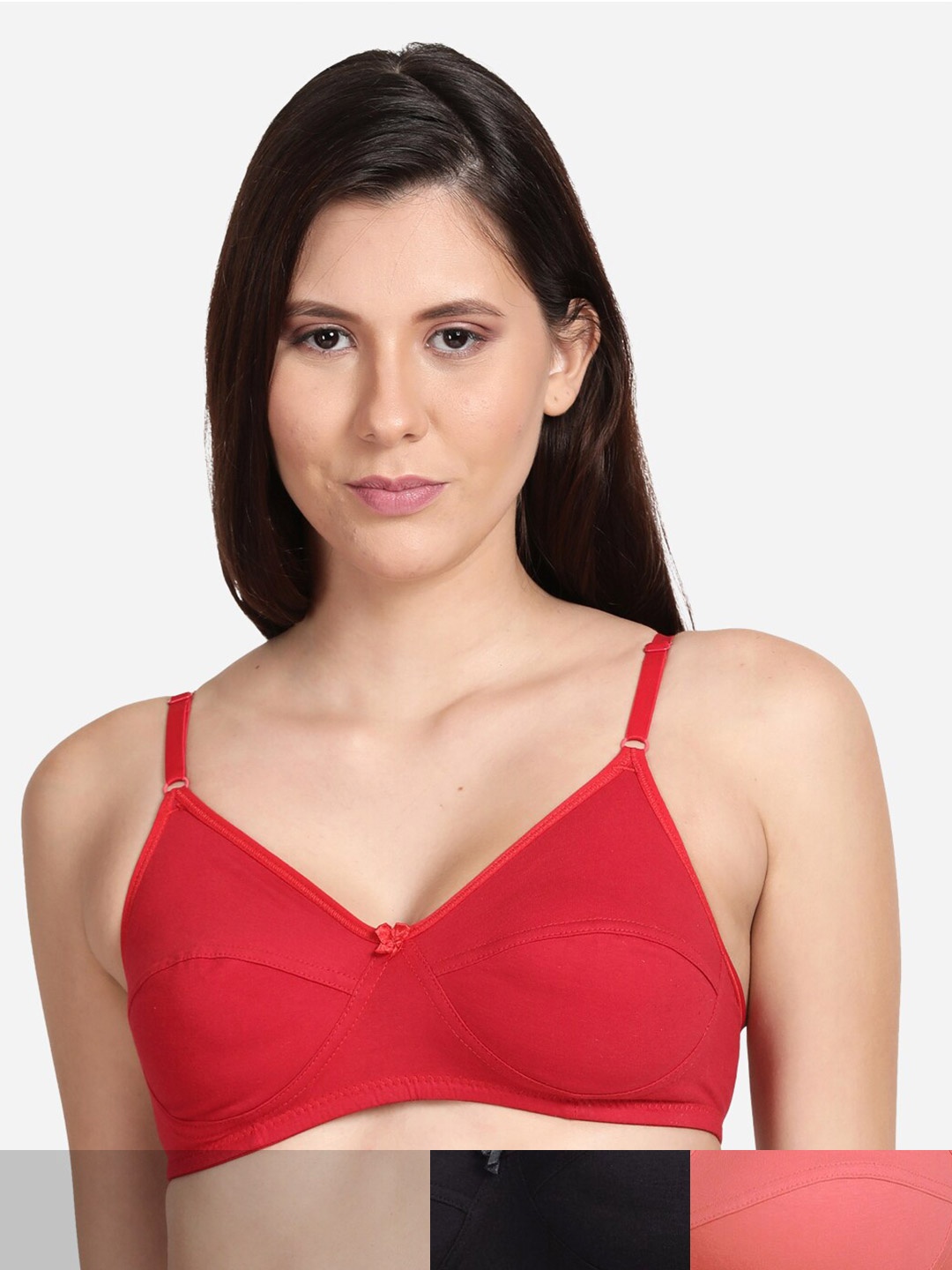 

shyaway Women Pack of 3 Cotton -Shirt Bra, Black