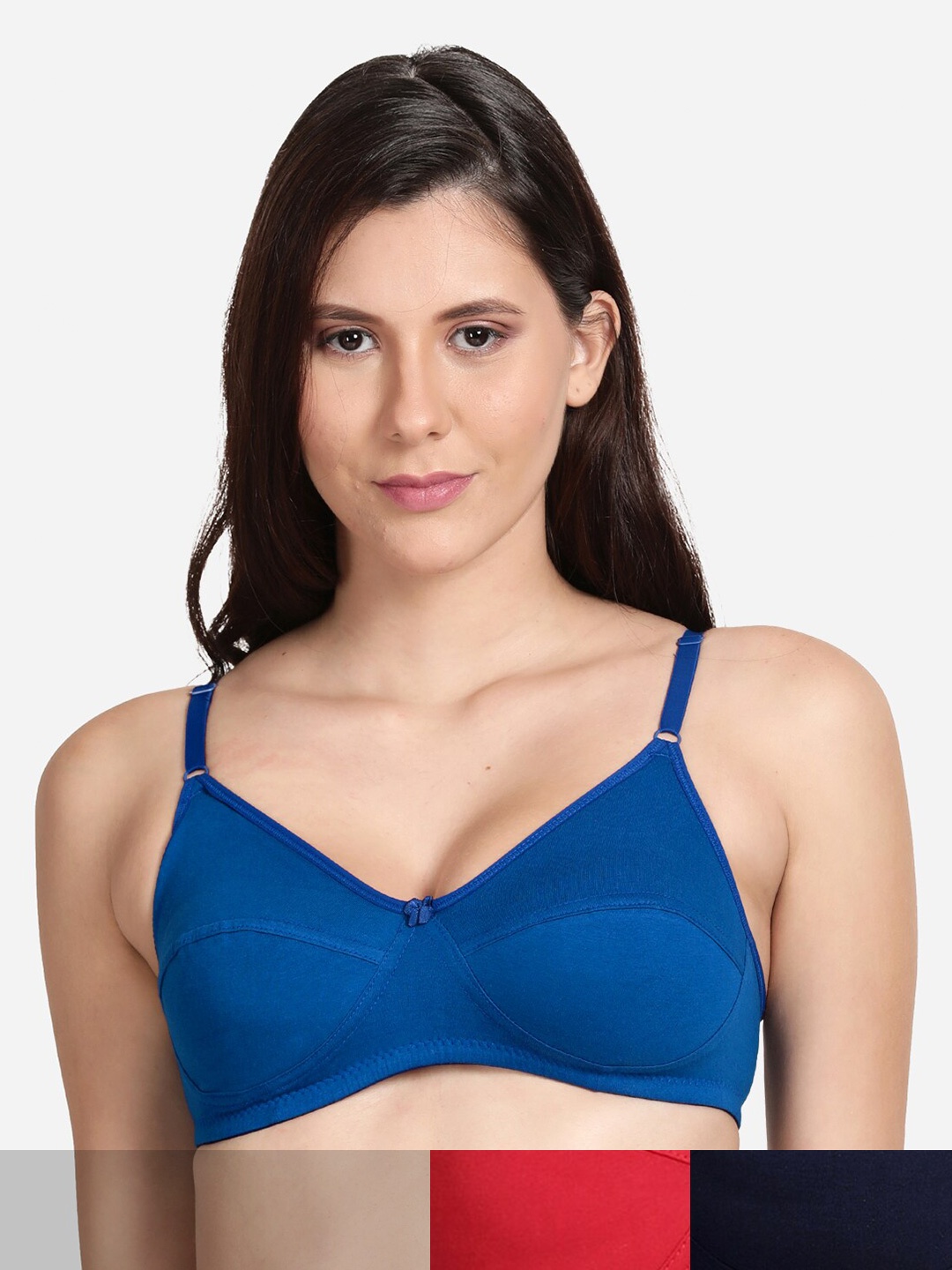 

shyaway Women Pack Of 3 Non Padded Bra, Red