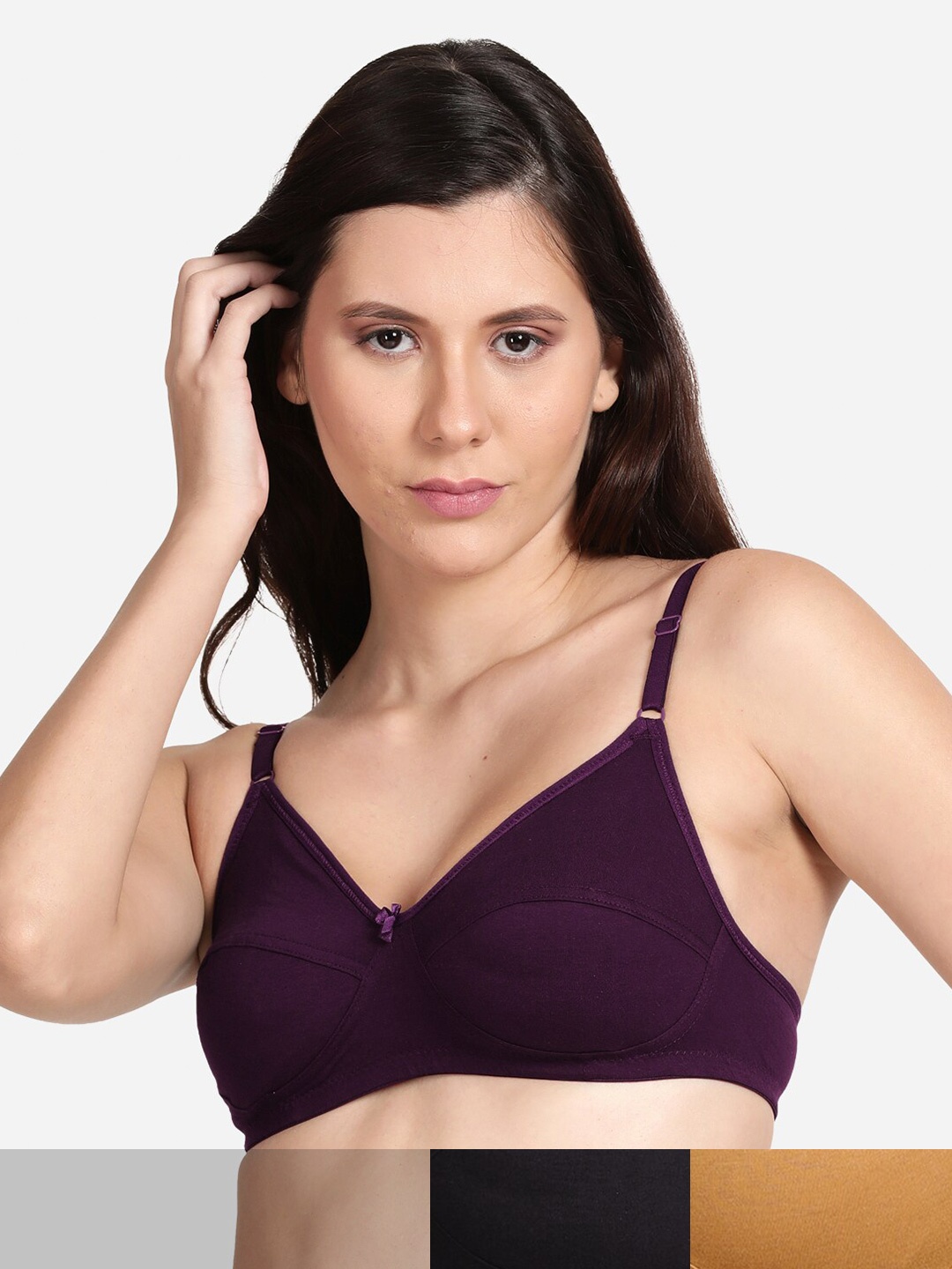 

shyaway Pack Of 3 Medium Coverage Non-Padded Yoga Bra, Na