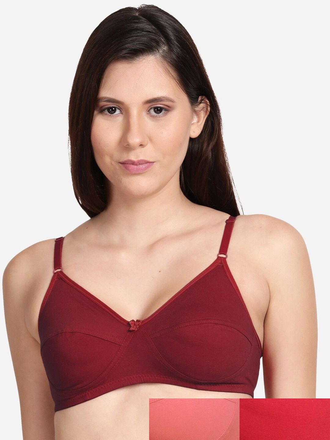 

shyaway Pack of 3 Non-Padded Cotton Bra shyl-P3-00558-32B, Maroon