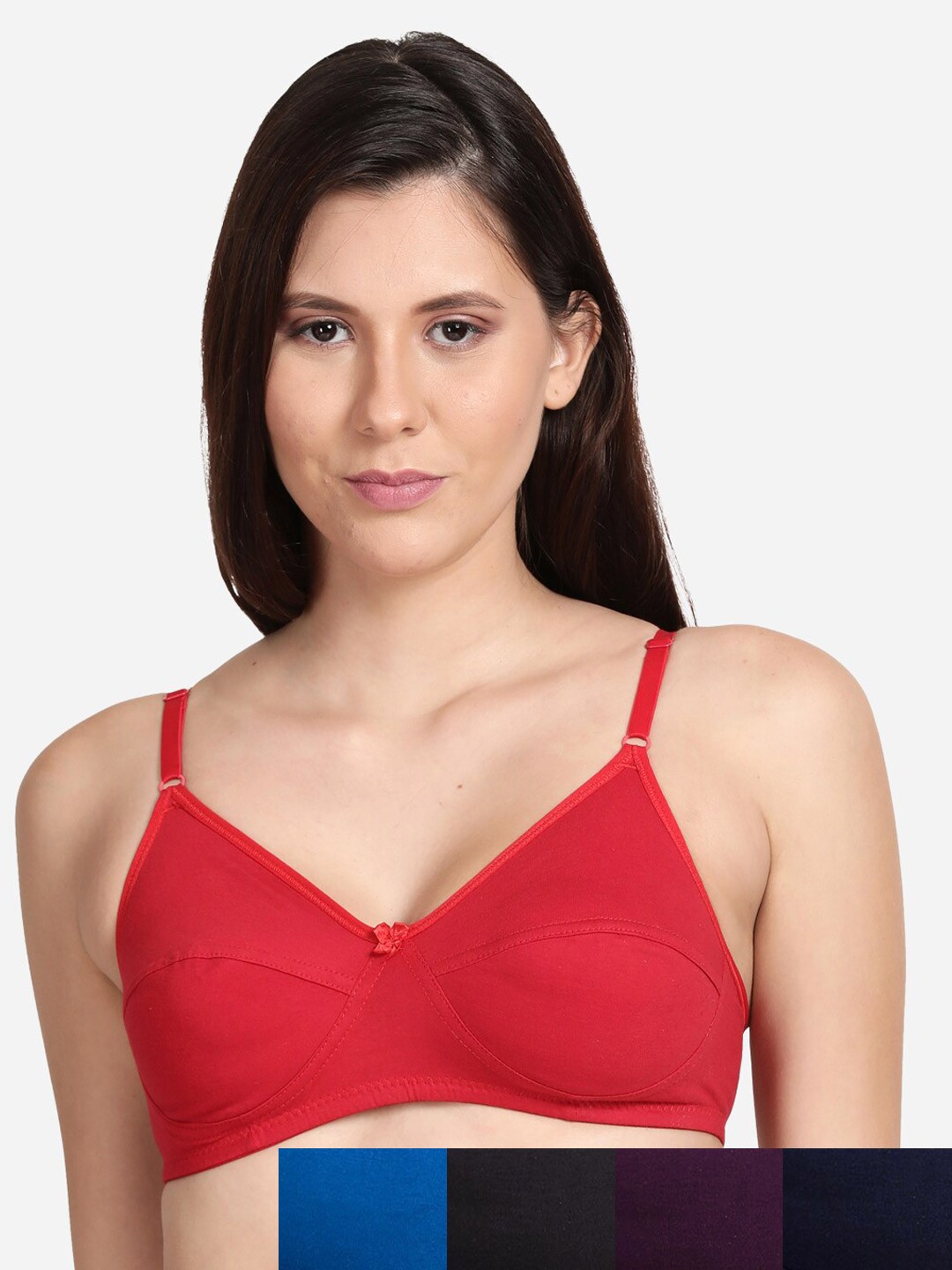 

shyaway Pack Of 5 Non Padded & Non Wired Solid Bra, Black