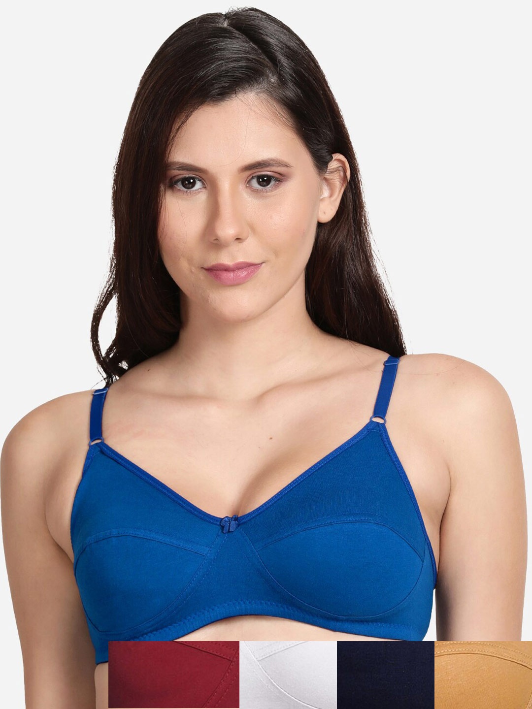 

shyaway Pack Of 5 Non Padded Cotton T-shirt Bra, Beige