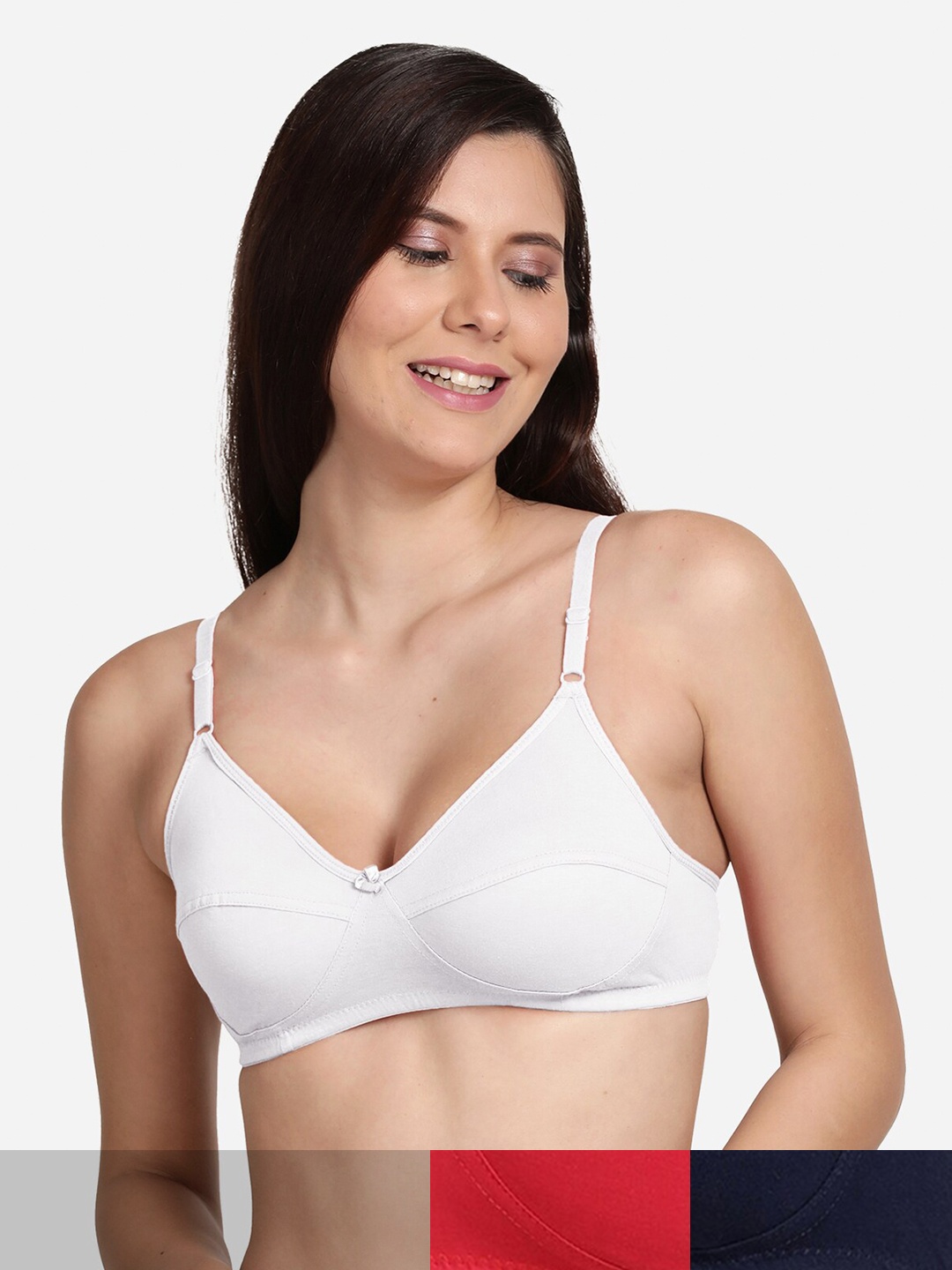 

shyaway Women Red & White Pack Of 3 Cotton Bra