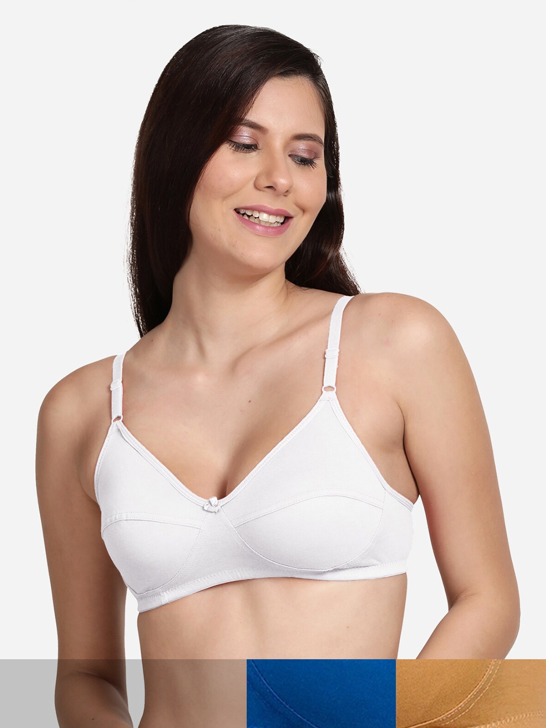 

shyaway Pack Of 3 Beige & White Non Padded & Non Wired Solid Bra