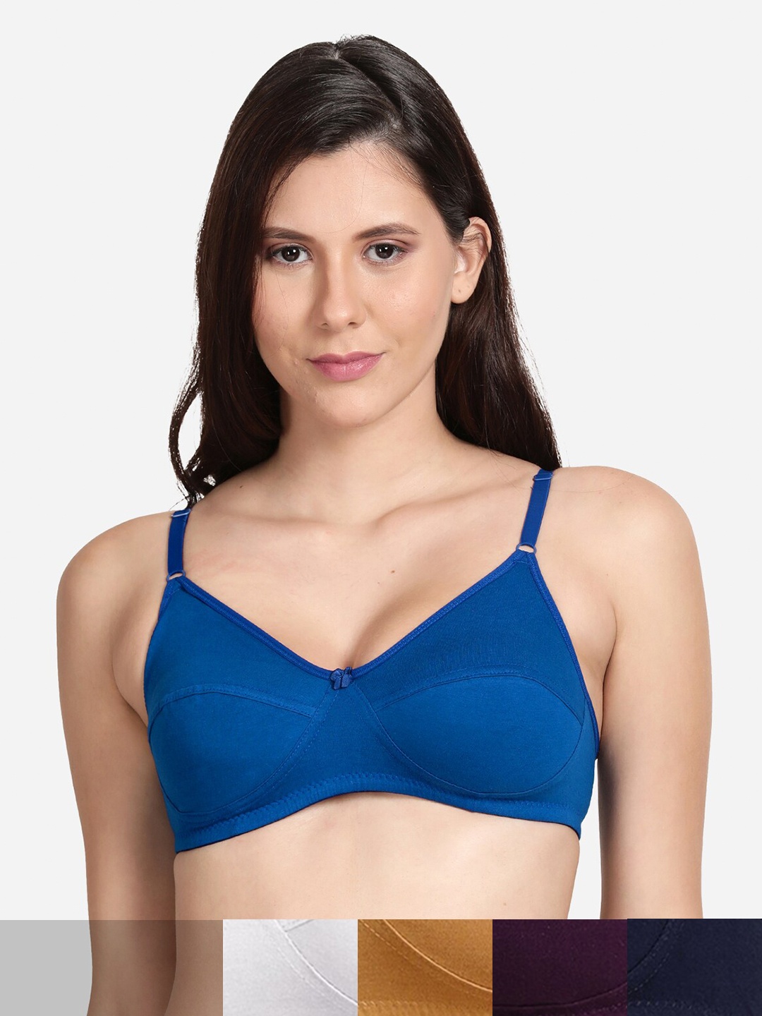 

shyaway Pack Of 5 Beige & White Solid Non Padded Bra