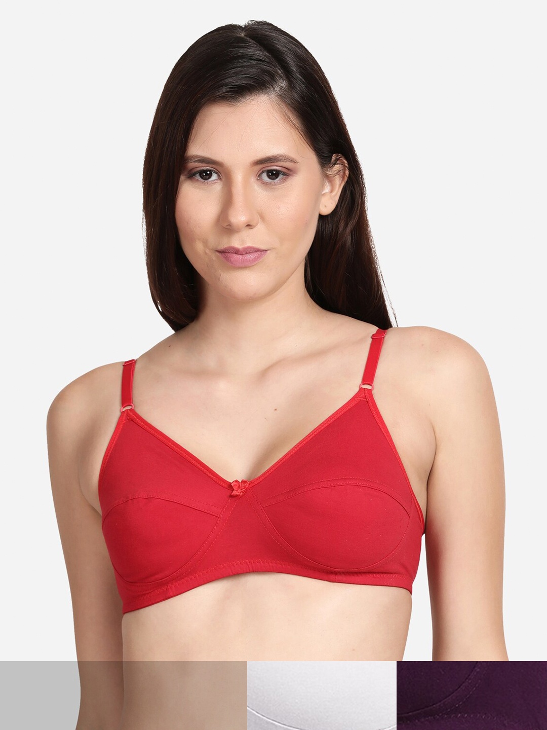 

shyaway Pack Of 3 Non Padded Cotton T-shirt Bra, Purple