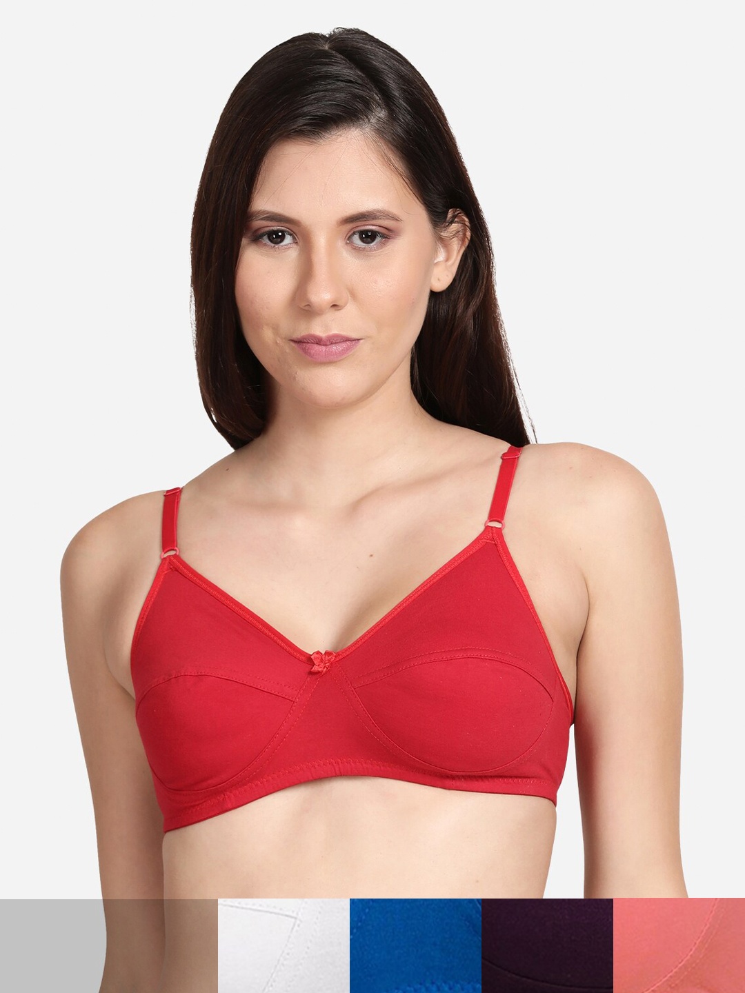 

shyaway Pack Of 5 Pink & White Non Padded Bra
