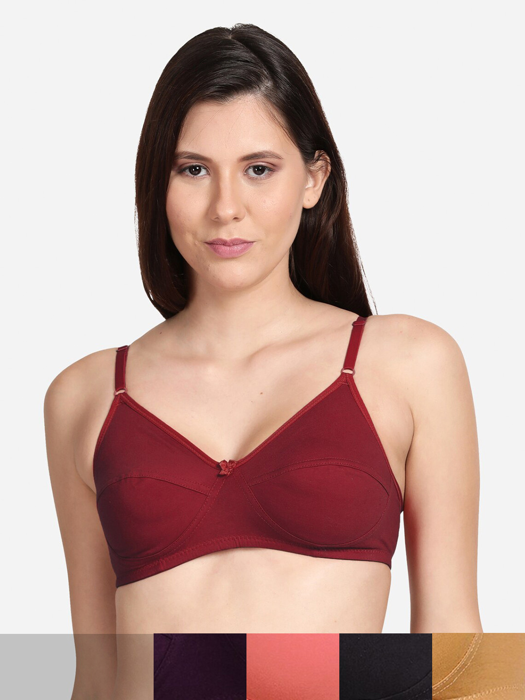 

shyaway Pack Of 5 Non Padded & Non-Wired T-shirt Bra, Black