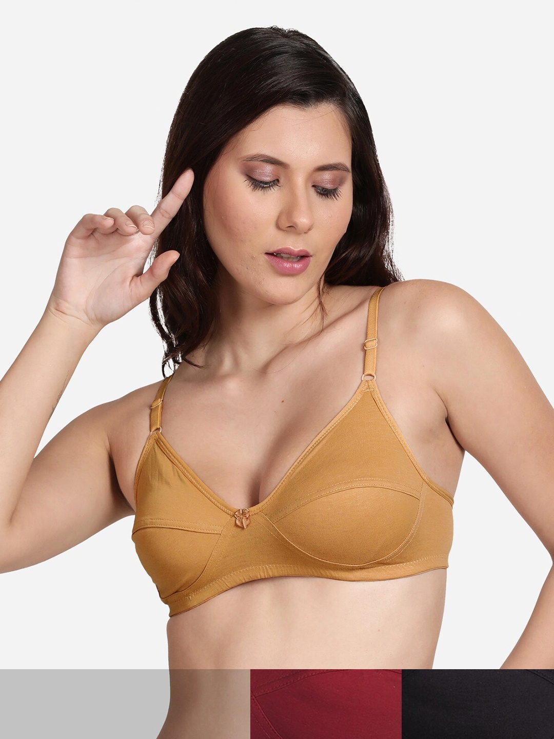 

shyaway Women Pack Of 3 Non Padded Bra, Black
