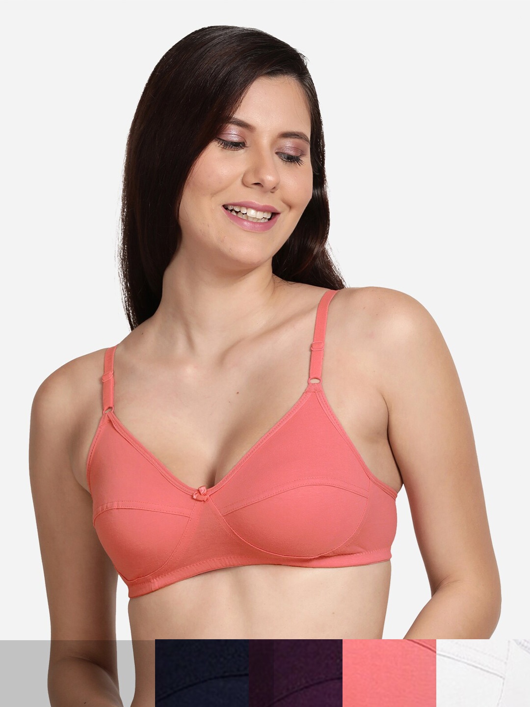 

shyaway Pack Of 5 T-Shirt All Day Comfort Bra, Black