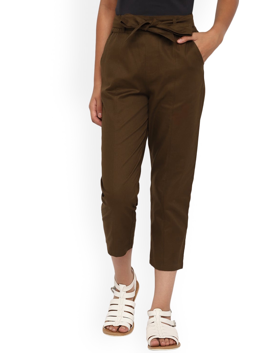 

SPUNKIES Girls Brown High-Rise Easy Wash Cotton Trousers