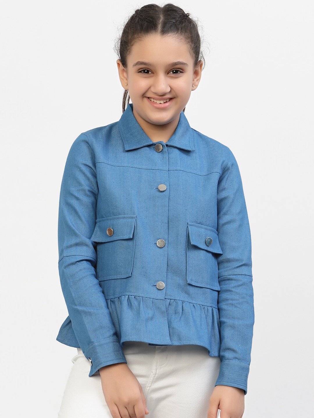 

SPUNKIES Girls Blue Cotton Lightweight Outdoor Denim Jacket
