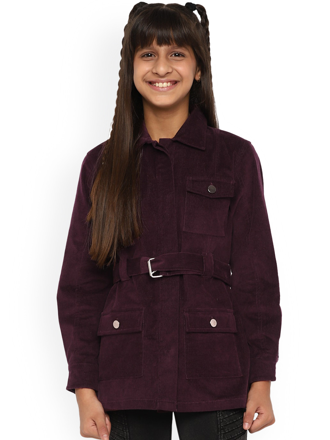 

SPUNKIES Girls Purple Cotton Lightweight Longline Outdoor Parka Jacket