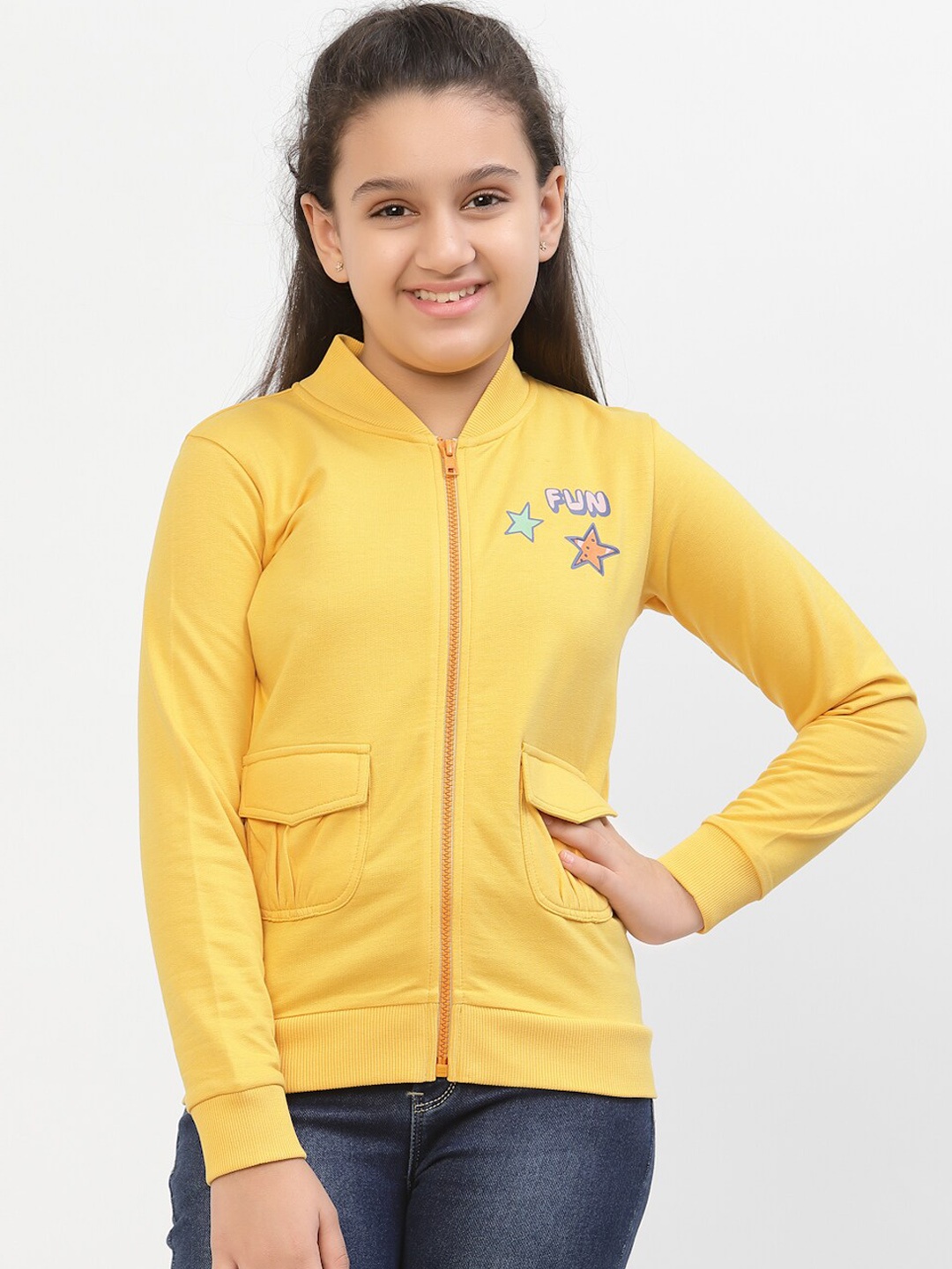 SPUNKIES Girls Yellow Cotton Lightweight Outdoor Tailored Jacket