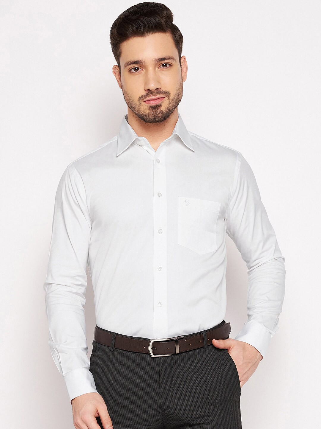 

Cantabil Men White Cotton Formal Shirt