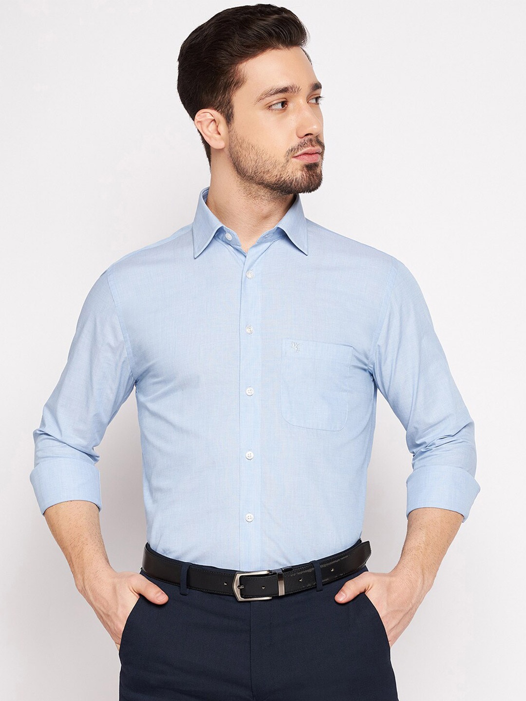 

Cantabil Men Blue Formal Cotton Shirt