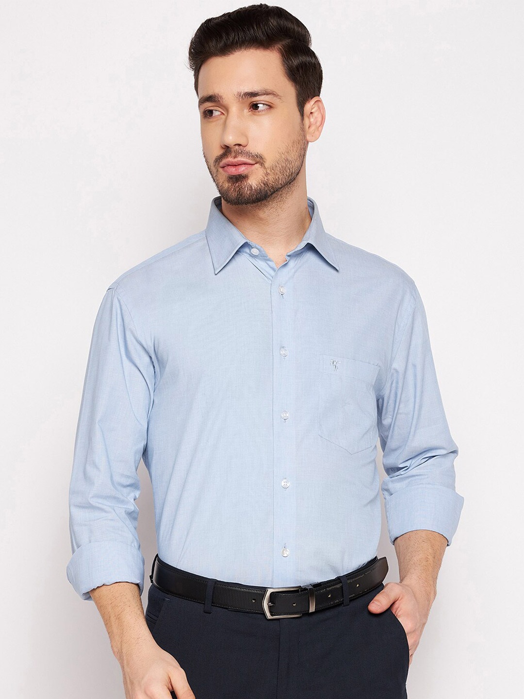 

Cantabil Men Blue Solid Formal Shirt