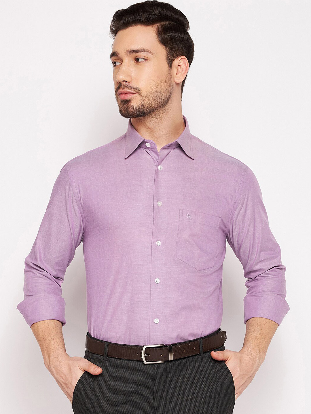 

Cantabil Men Purple Cotton Solid Formal Shirt