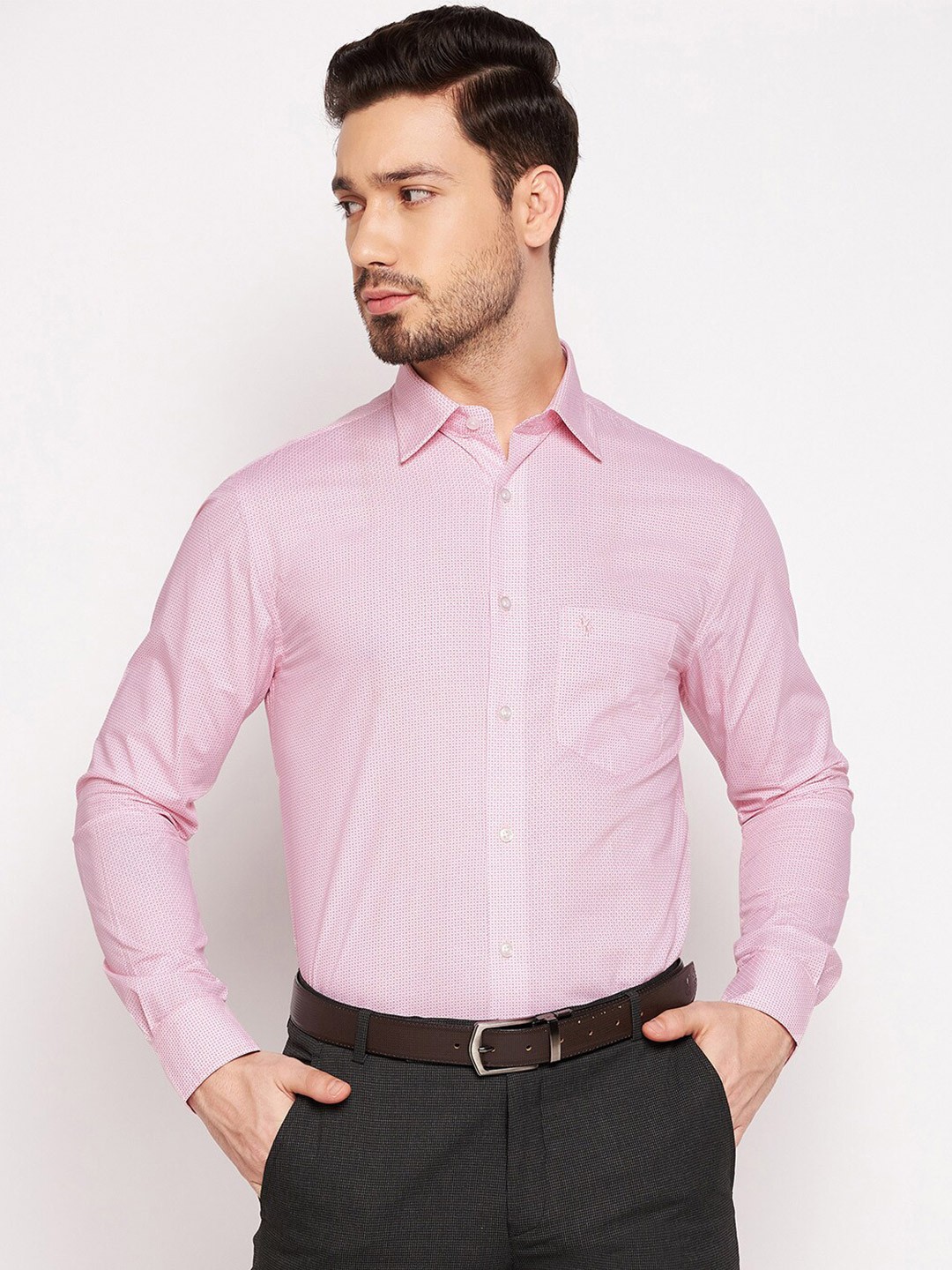 

Cantabil Men Pink Printed Cotton Formal Shirt