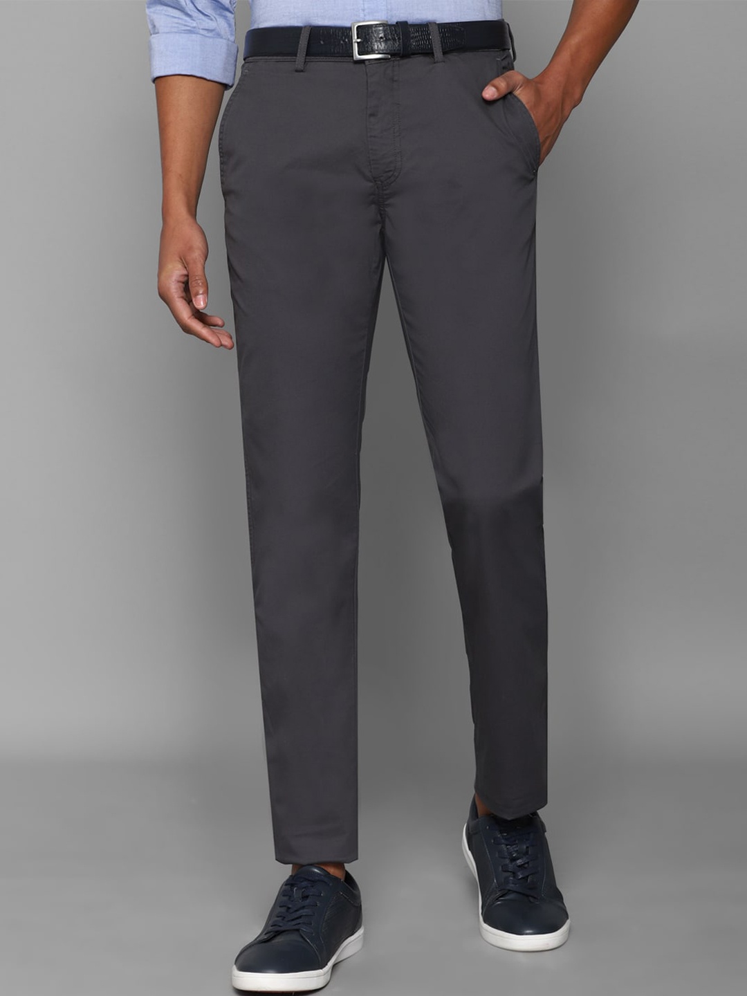 

Allen Solly Men Grey Solid Chinos