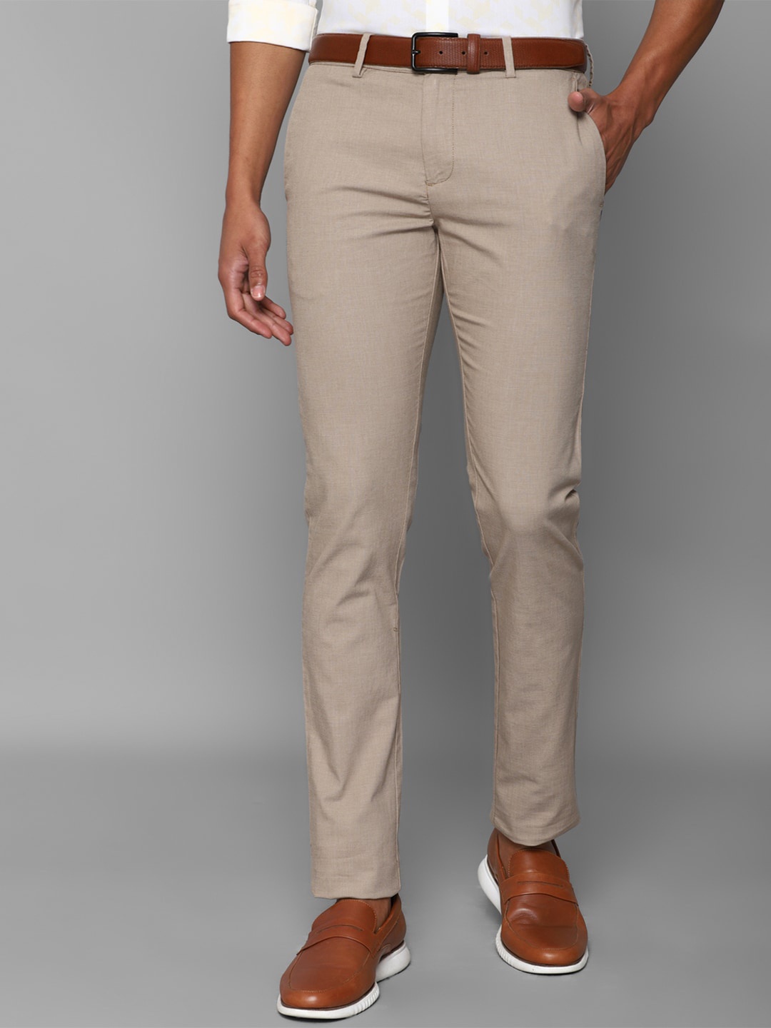 

Allen Solly Men Beige Textured Slim Fit Trouser