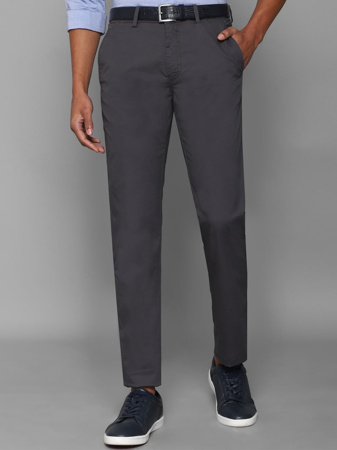 

Allen Solly Men Grey Solid Chinos