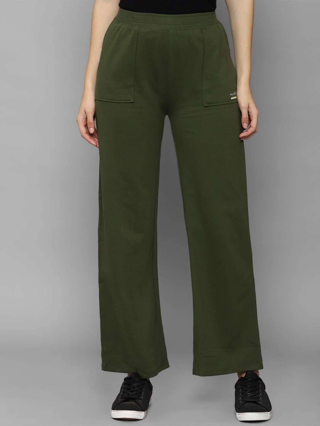 

Allen Solly Woman Women Green Solid Cotton Trouser