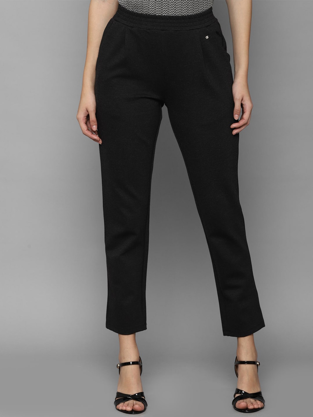

Allen Solly Woman Women Black Solid Cigarette Trouser