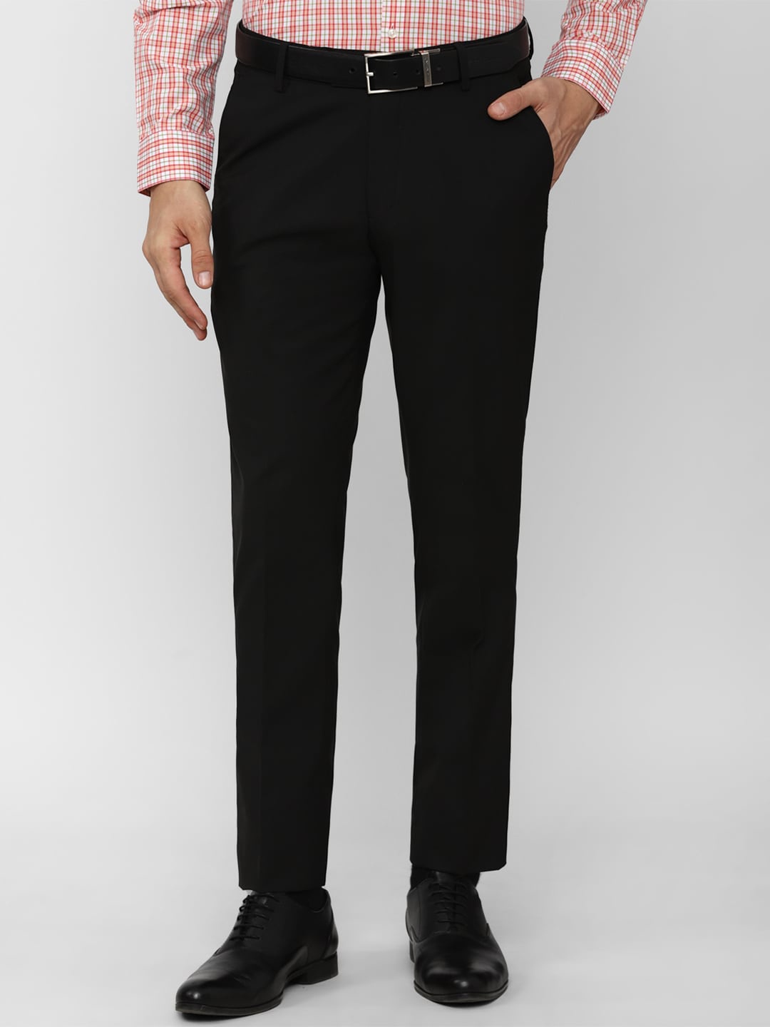 

Peter England Men Black Slim Fit Formal Trousers