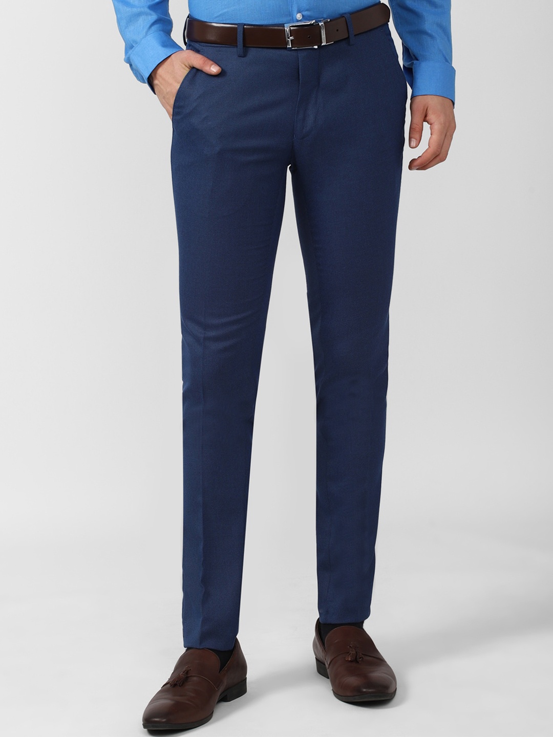 

Peter England Men Navy Blue Slim Fit Formal Trousers