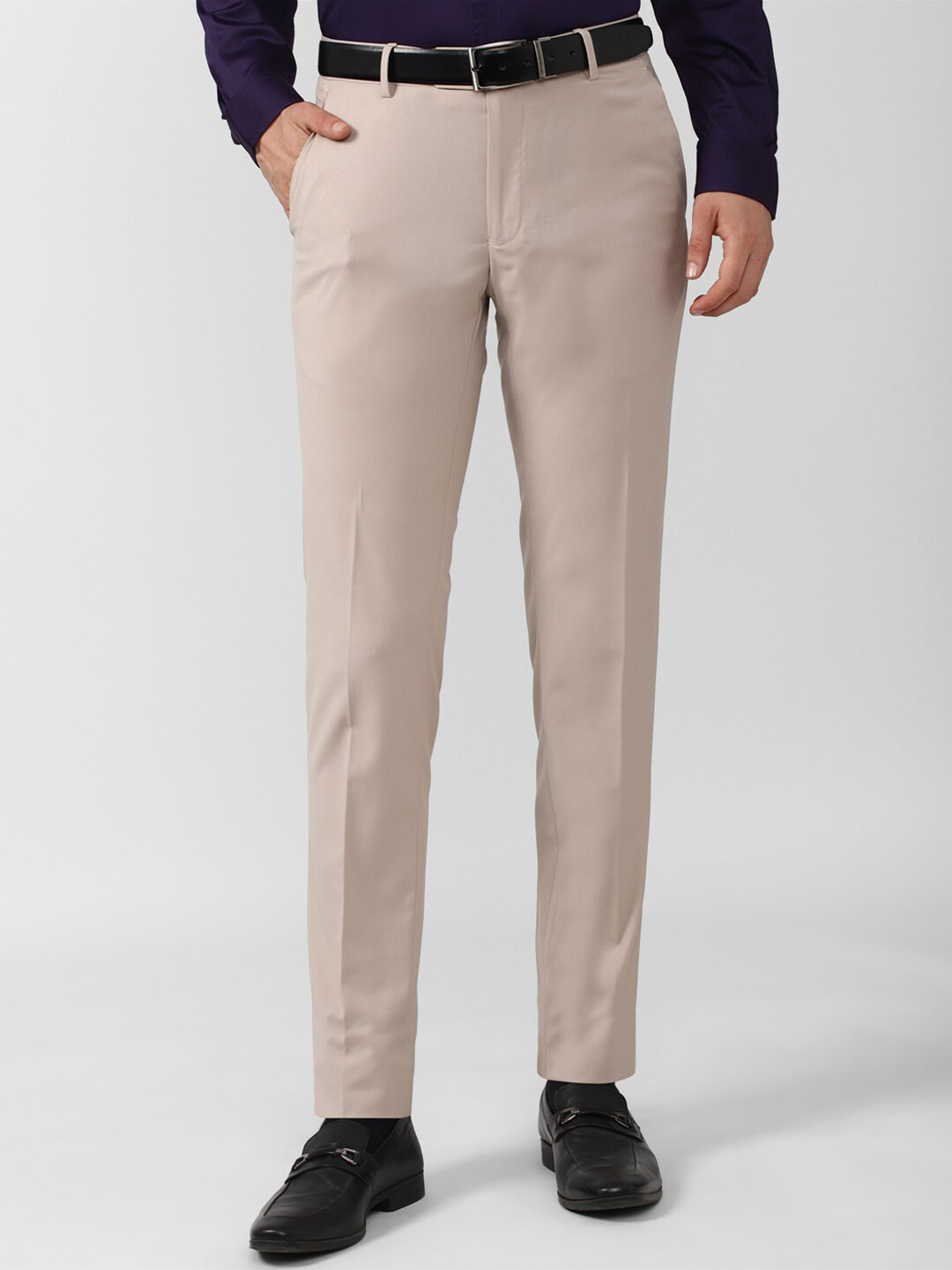 

Peter England Elite Men Beige Slim Fit Formal Trousers