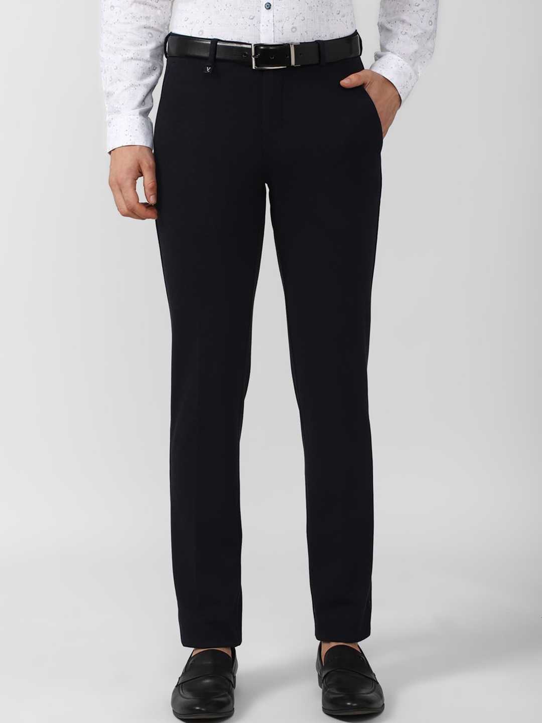 

V Dot Men Navy Blue Skinny Fit Formal Trousers
