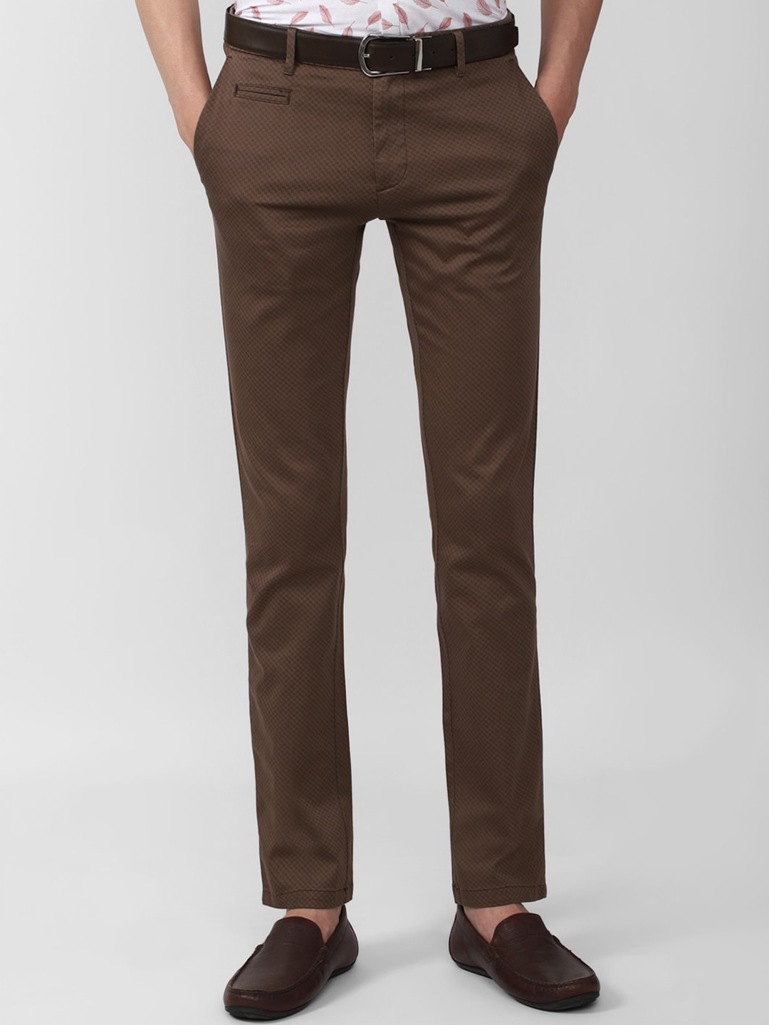 

V Dot Men Brown Slim Fit Formal Trousers