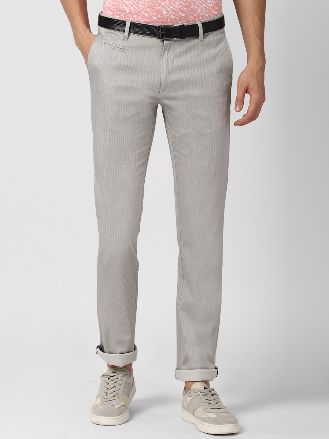 

V Dot Men Grey Slim Fit Formal Trousers