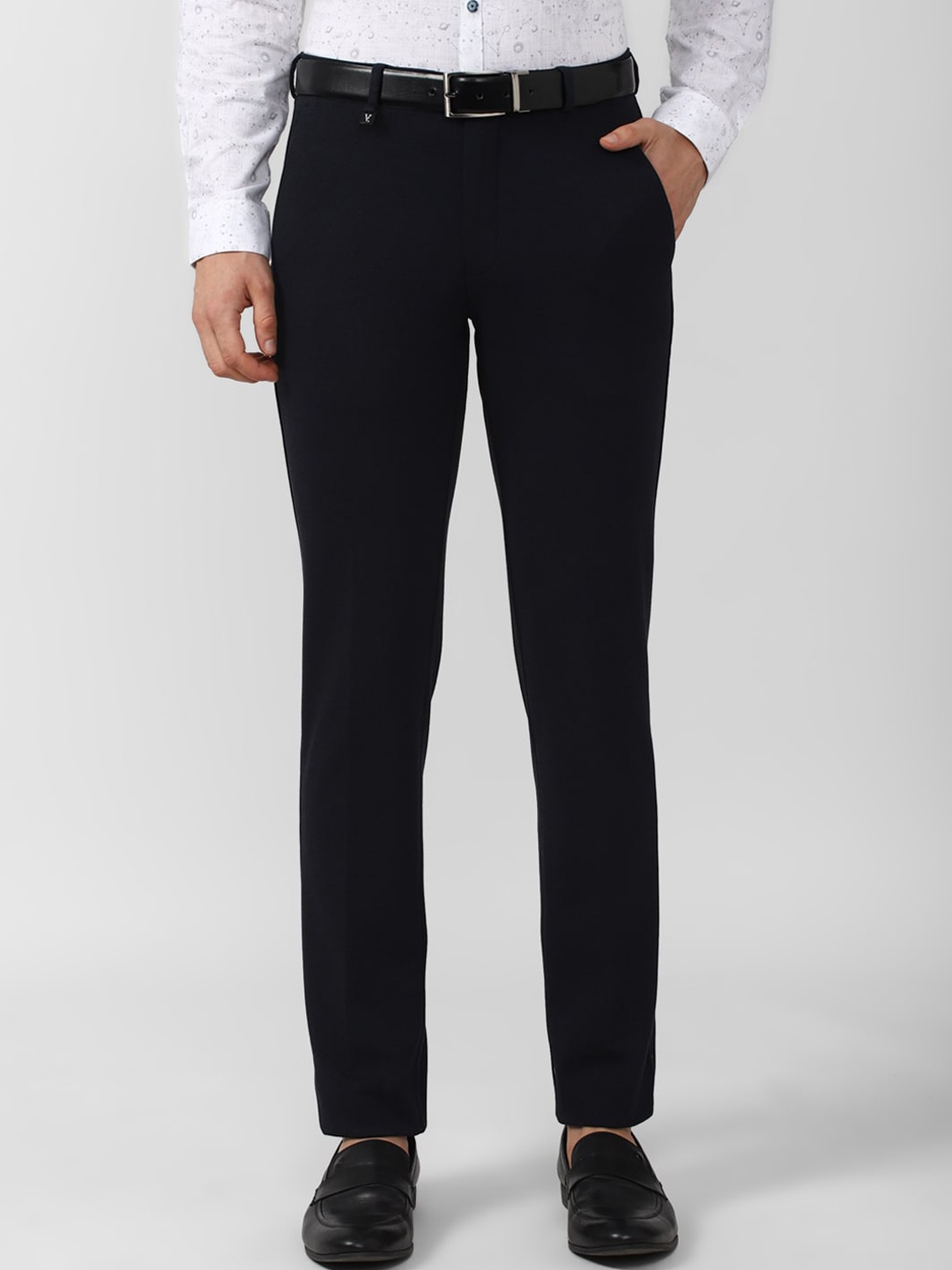 

V Dot Men Navy Blue Skinny Fit Formal Trouser