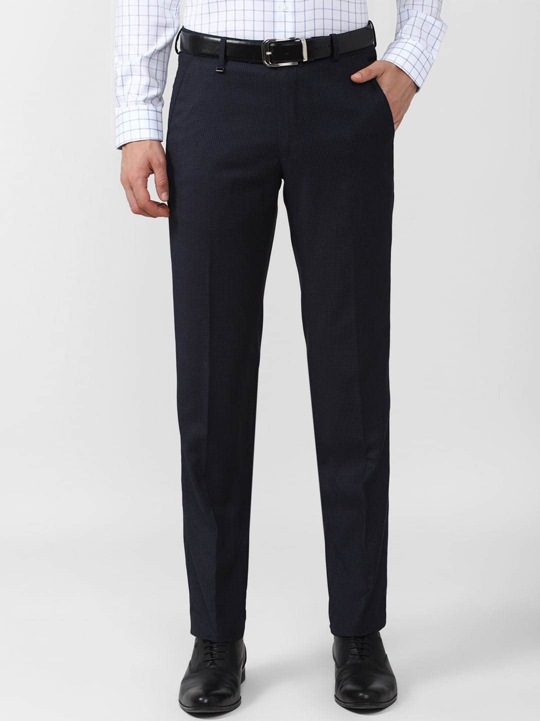 

Van Heusen Men Navy Blue Slim Fit Formal Trousers