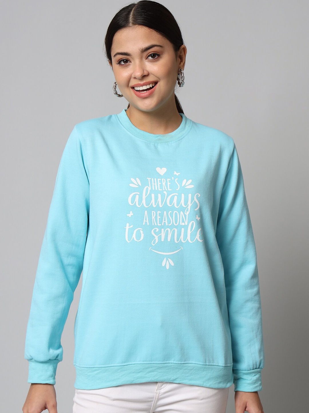 

The Vanca Women Blue Printed Sweatshirt