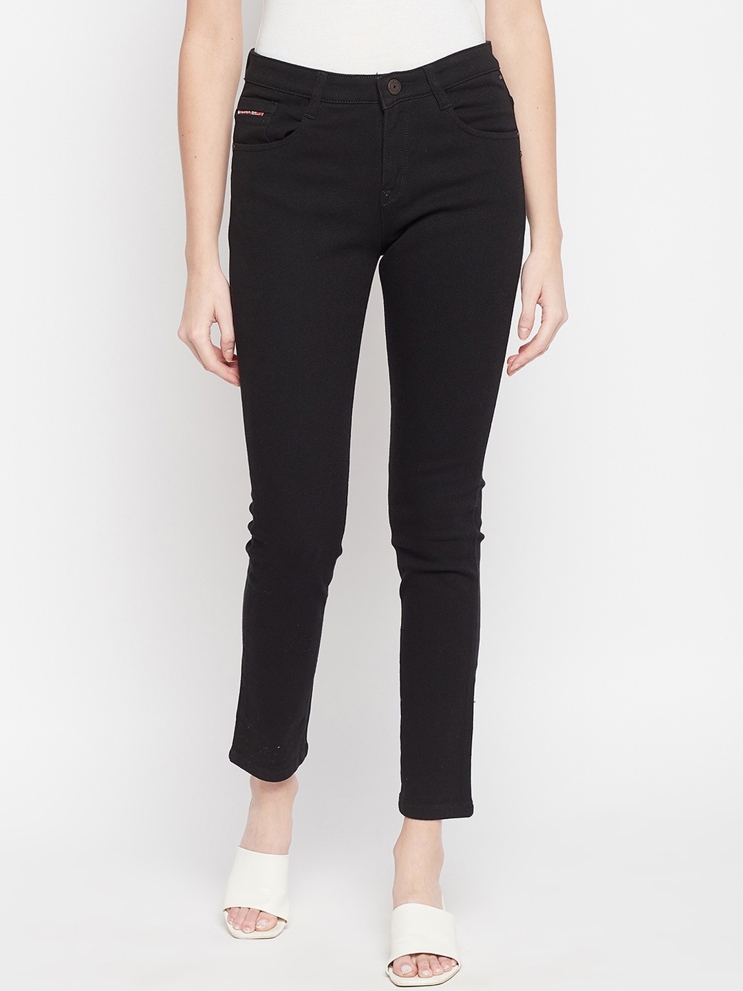 

Crozo By Cantabil Women Black Skinny Fit Stretchable Cotton Jeans