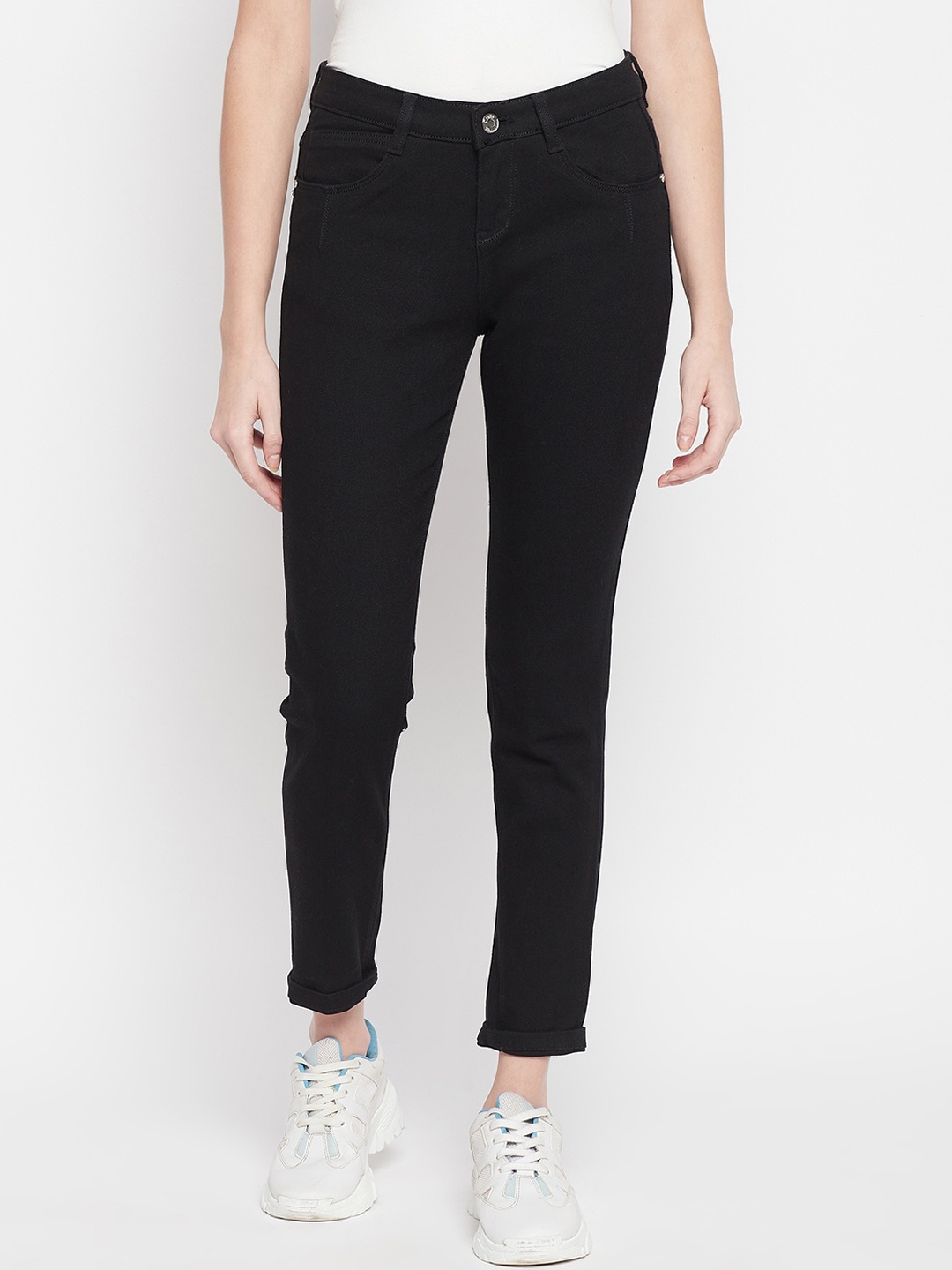 

Crozo By Cantabil Women Black Skinny Fit Stretchable Cotton Jeans