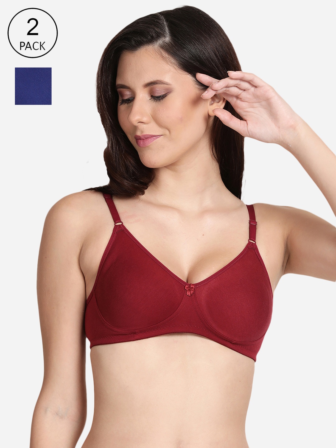 

shyaway Maroon & Blue Cotton Pack of 2 Medium Coverage Bra