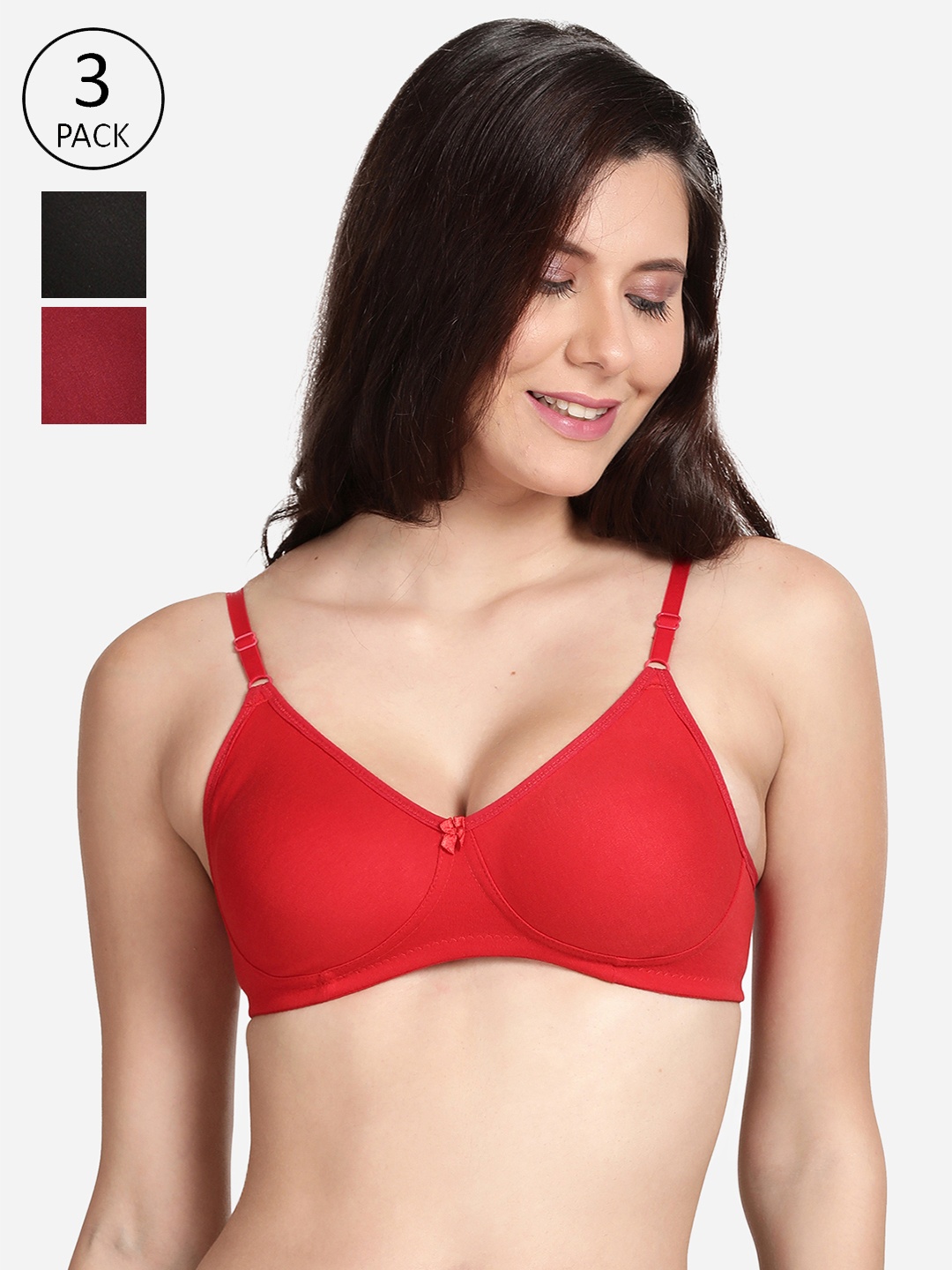 

shyaway Pack Of 3 Non Padded & Non-Wired T-shirt Bra, Black